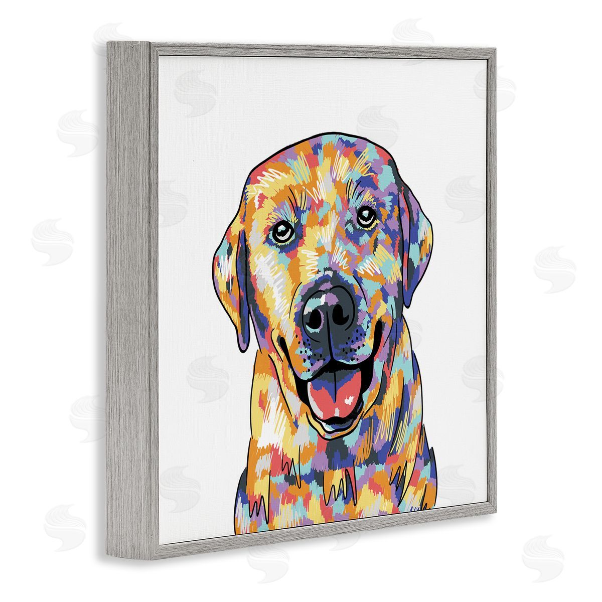 Masey St. Studios Labrador Portrait Modern Hues Gray Framed Glicee Wall Art Print