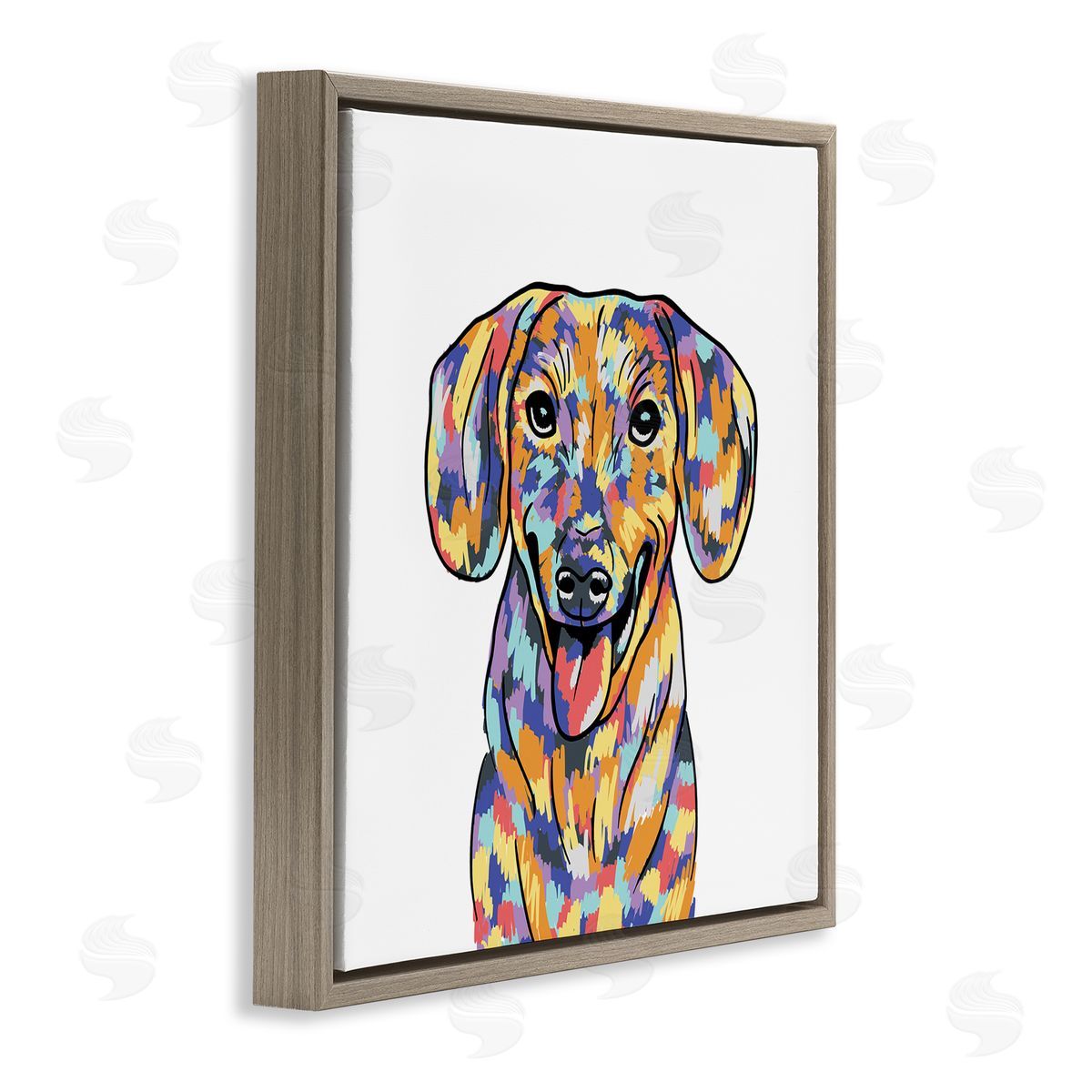 Masey St. Studios Modern Dog Portrait Brown Floating Frame Canvas Wall Art Print
