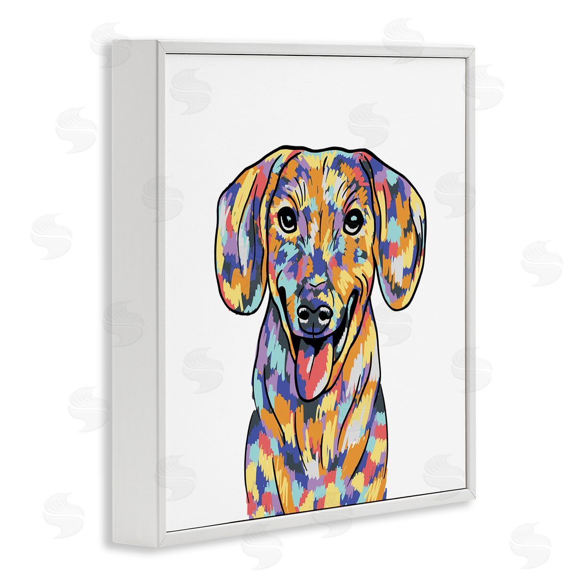 Masey St. Studios Modern Dog Portrait White Framed Glicee Wall Art Print