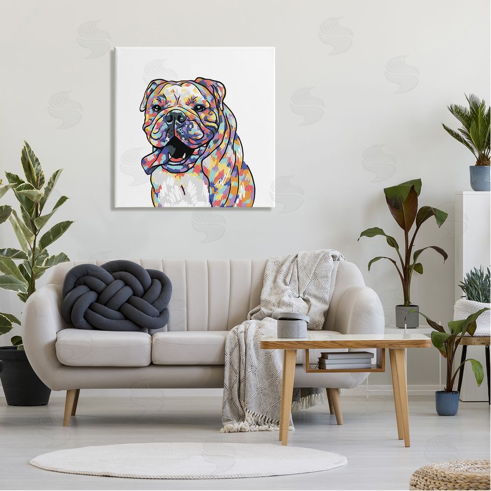 Masey St. Studios Modern Happy Bulldog Canvas Wall Art in Room