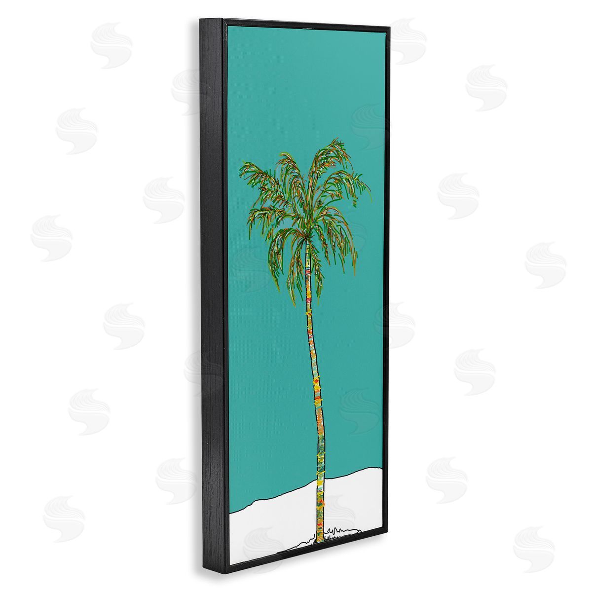 J. Weiss Modern Turquoise Palm Tree Black Framed Glicee Wall Art Print