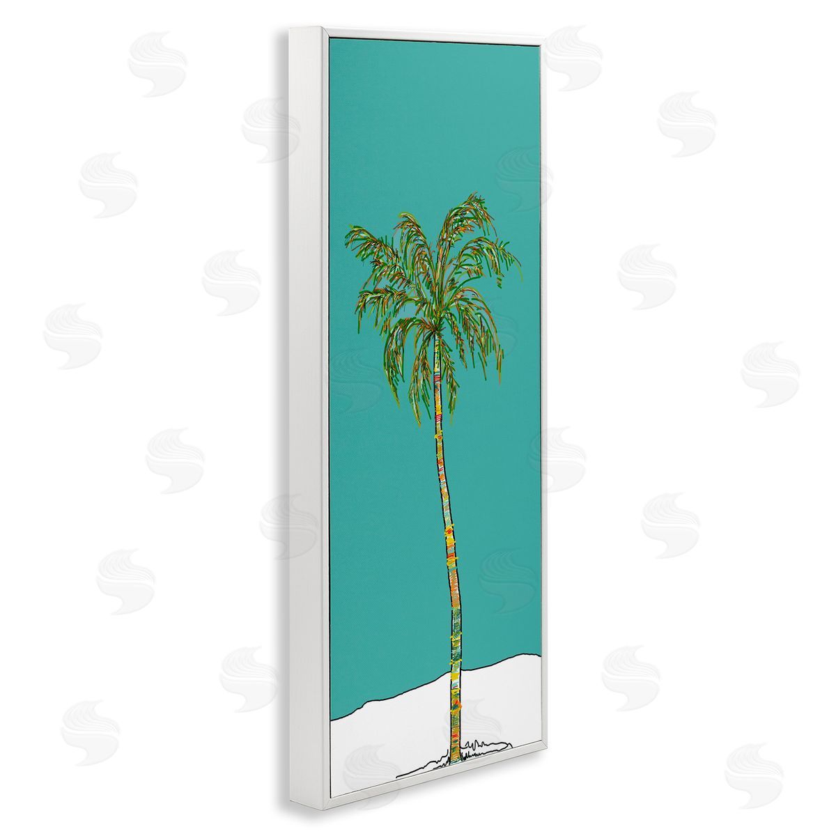 J. Weiss Modern Turquoise Palm Tree White Framed Glicee Wall Art Print