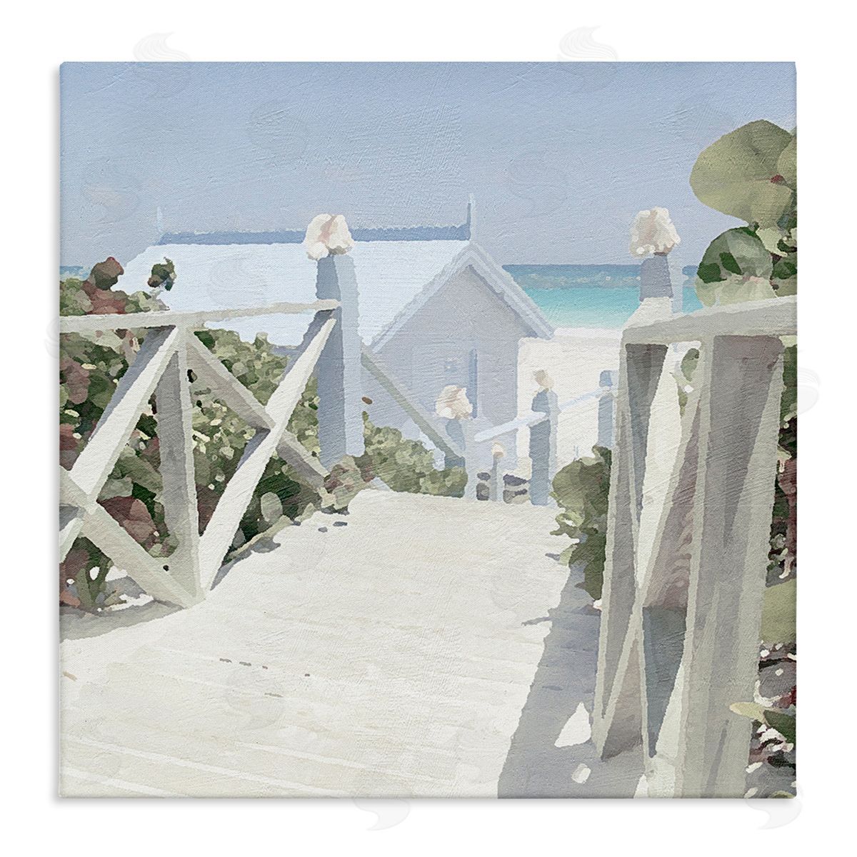 Noah Bay Noon Shadows Beach Steps Stretched Canvas Wall Art Print