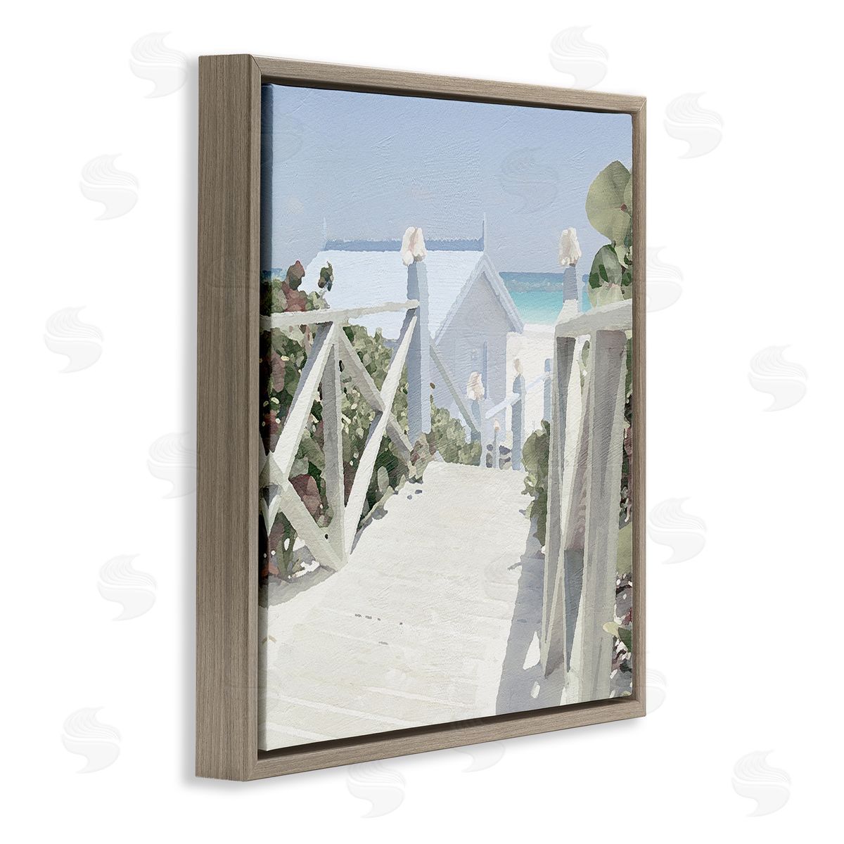Noah Bay Noon Shadows Beach Steps Brown Floating Frame Canvas Wall Art Print