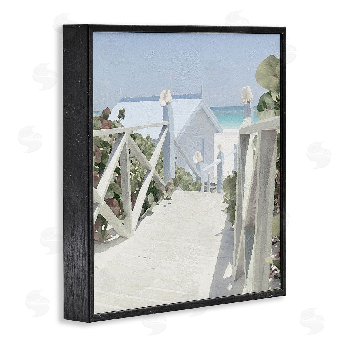 Noah Bay Noon Shadows Beach Steps Black Framed Glicee Wall Art Print