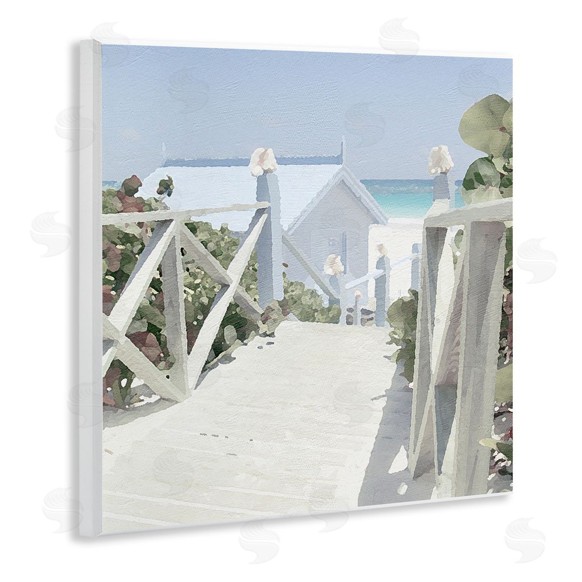 Noah Bay Noon Shadows Beach Steps Wooden Wall Plaque Art Print