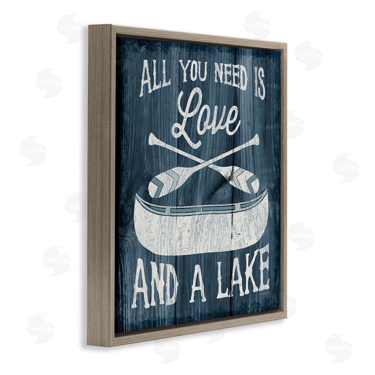 Laura Marshall Love & Lake Phrase Brown Floating Frame Canvas Wall Art Print