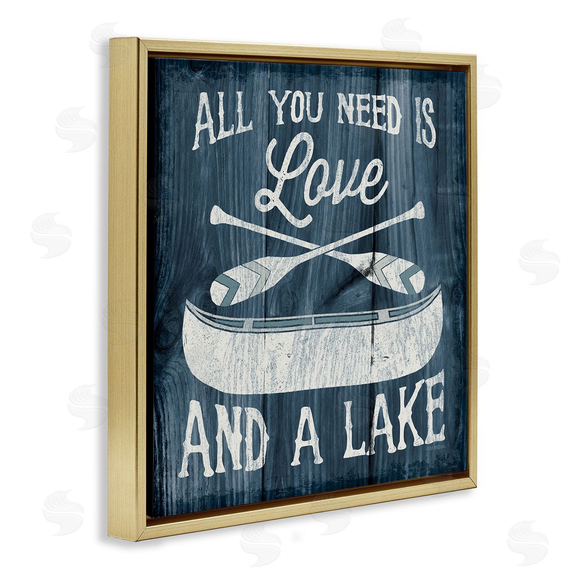 Laura Marshall Love & Lake Phrase Gold Floating Frame Canvas Wall Art Print