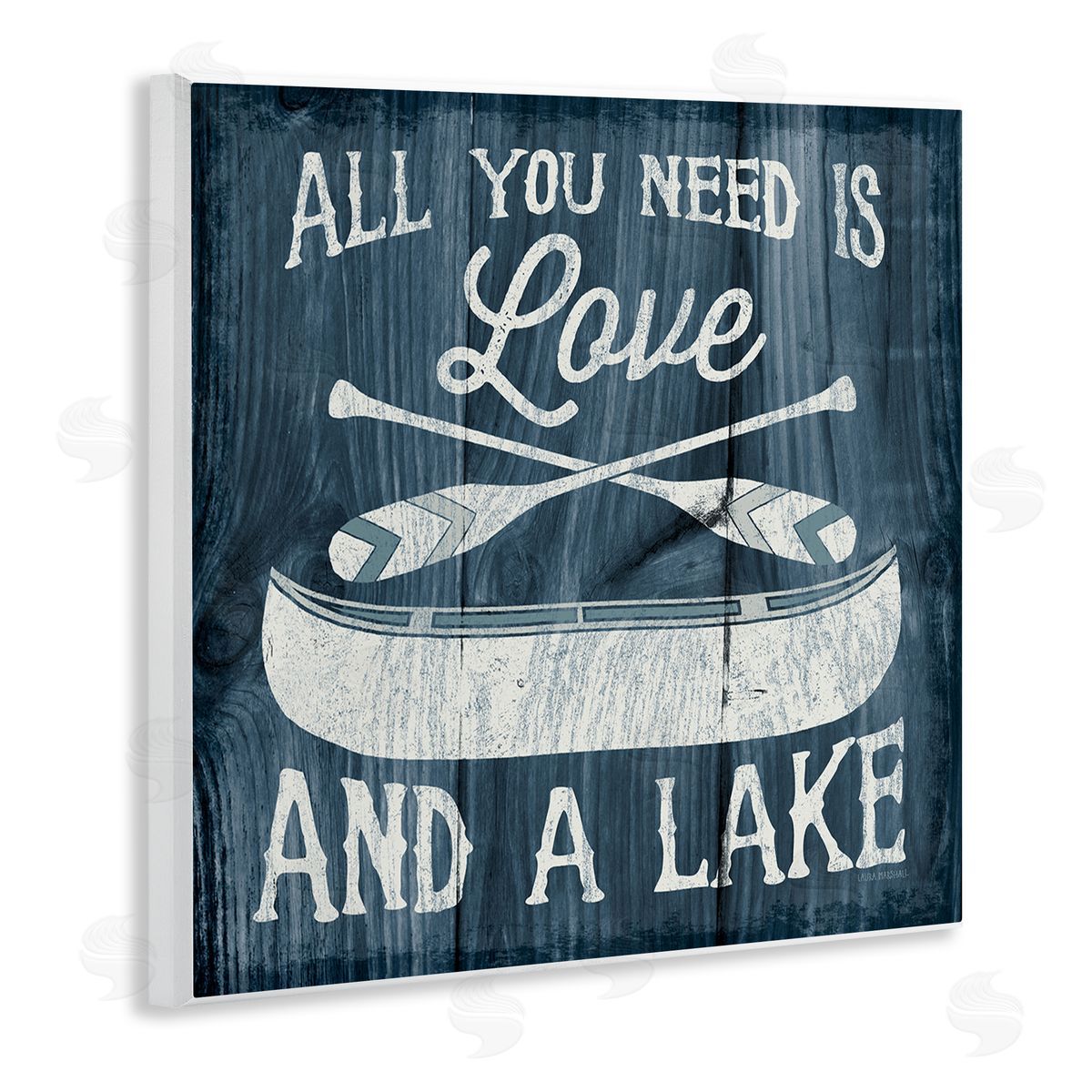 Laura Marshall Love & Lake Phrase Wooden Wall Plaque Art Print