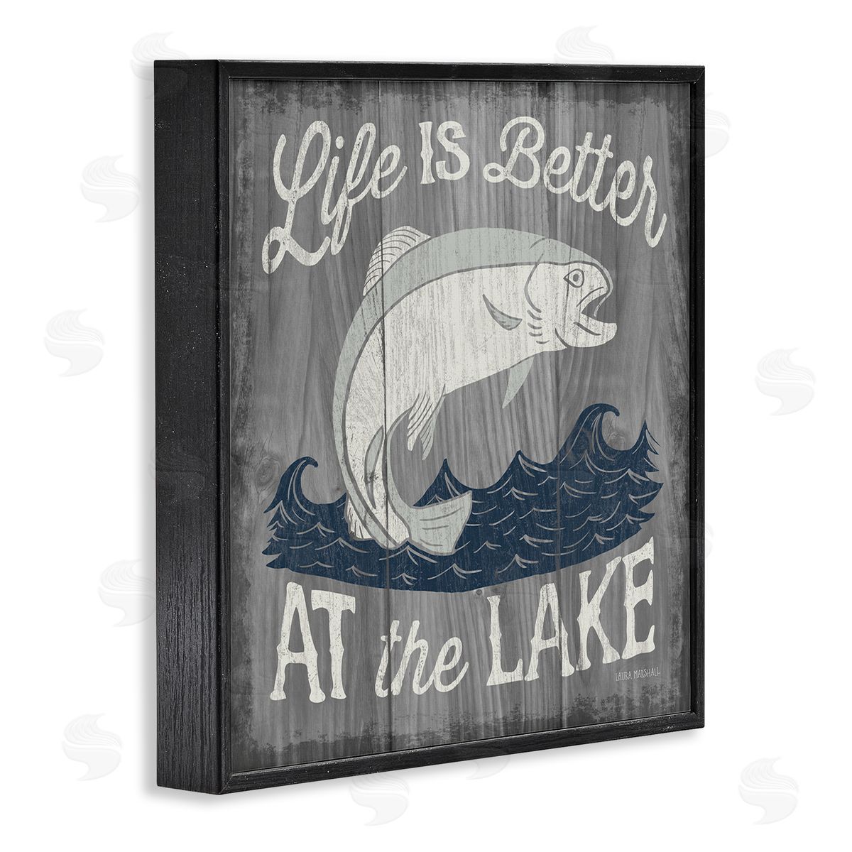 Laura Marshall Life Better at Lake Rustic Black Framed Glicee Wall Art Print