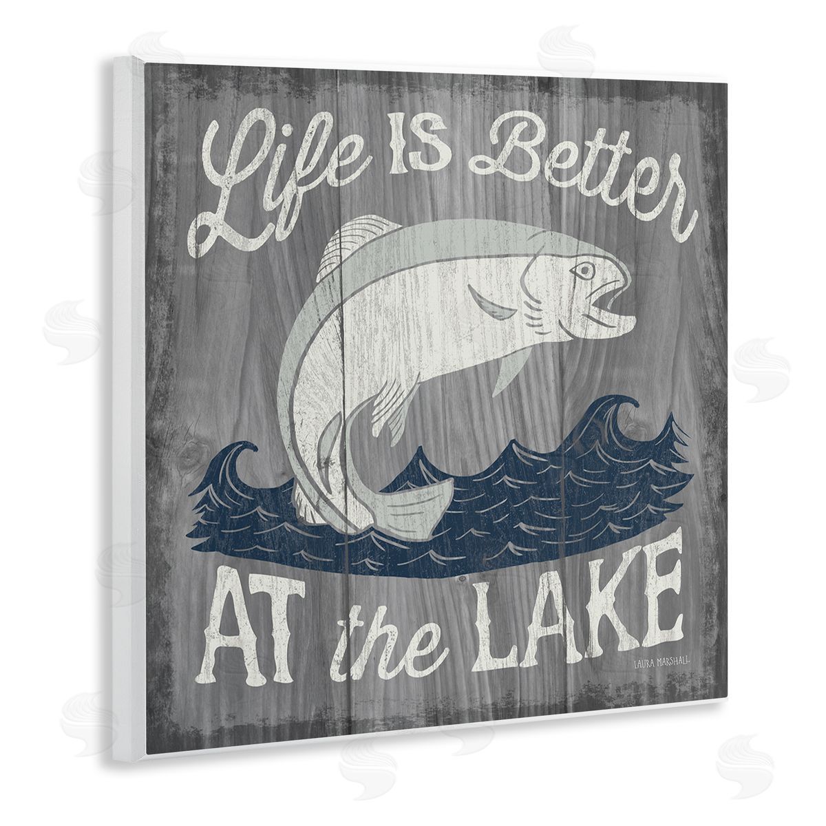 Laura Marshall Life Better at Lake Rustic Wooden Wall Plaque Art Print