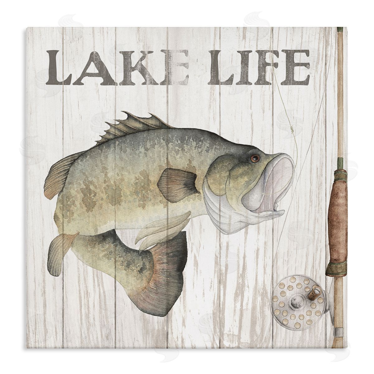 Wild Apple Portfolio Lake Life Fishing Phrase Stretched Canvas Wall Art Print