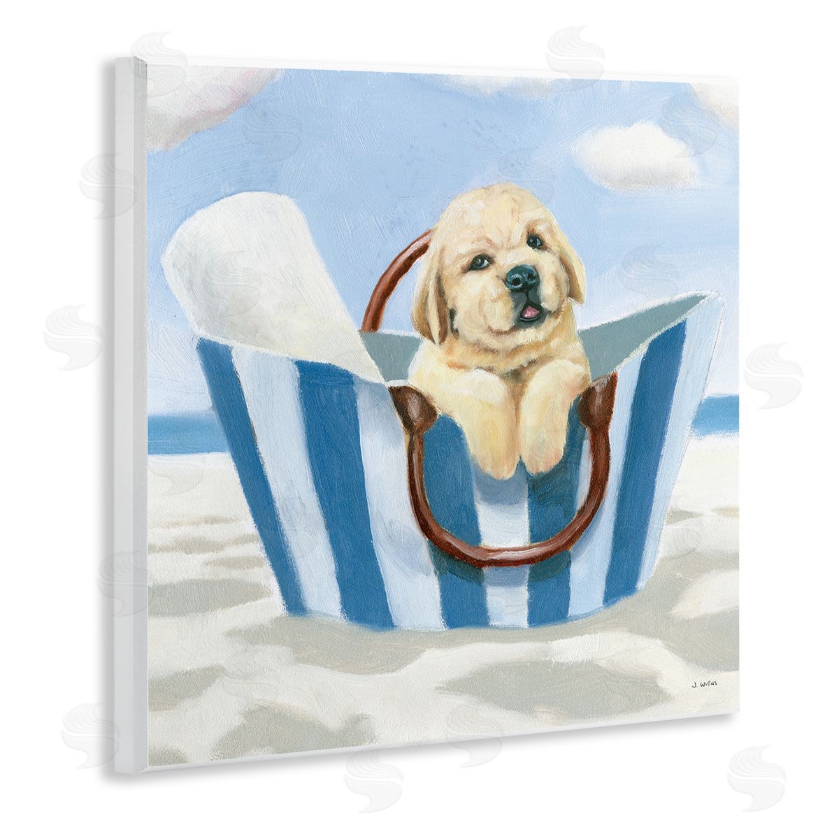 James Wiens Puppy at Beach Landscape Wooden Wall Plaque Art Print