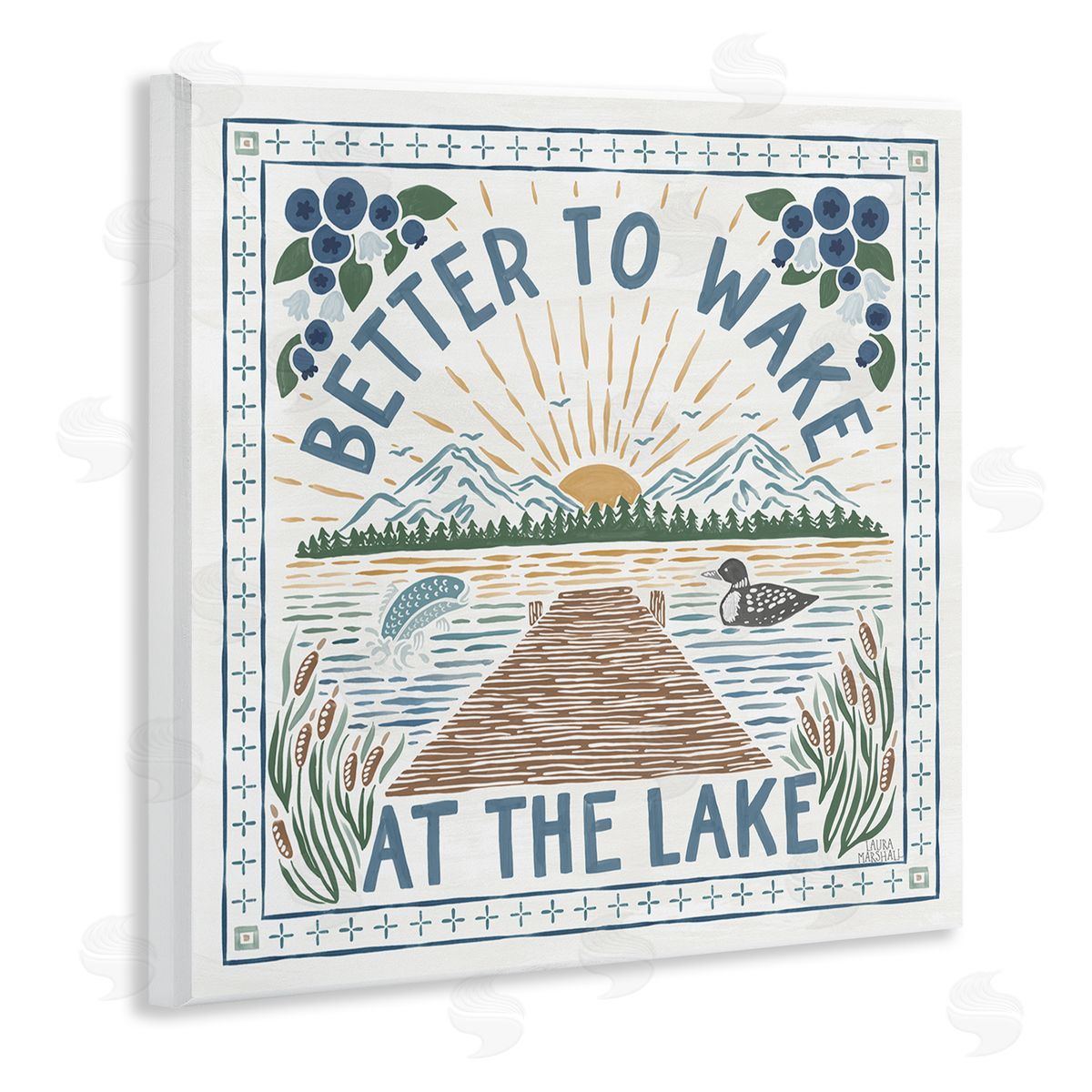 Laura Marshall Wake at Lake Phrase Wooden Wall Plaque Art Print