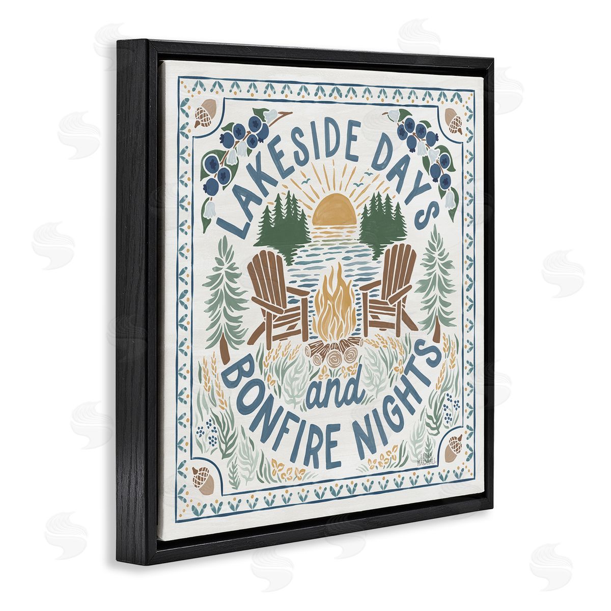 Laura Marshall Lakeside Days Bonfire Nights Black Floating Frame Canvas Wall Art Print