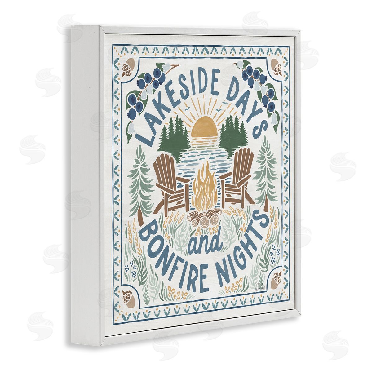 Laura Marshall Lakeside Days Bonfire Nights White Framed Glicee Wall Art Print