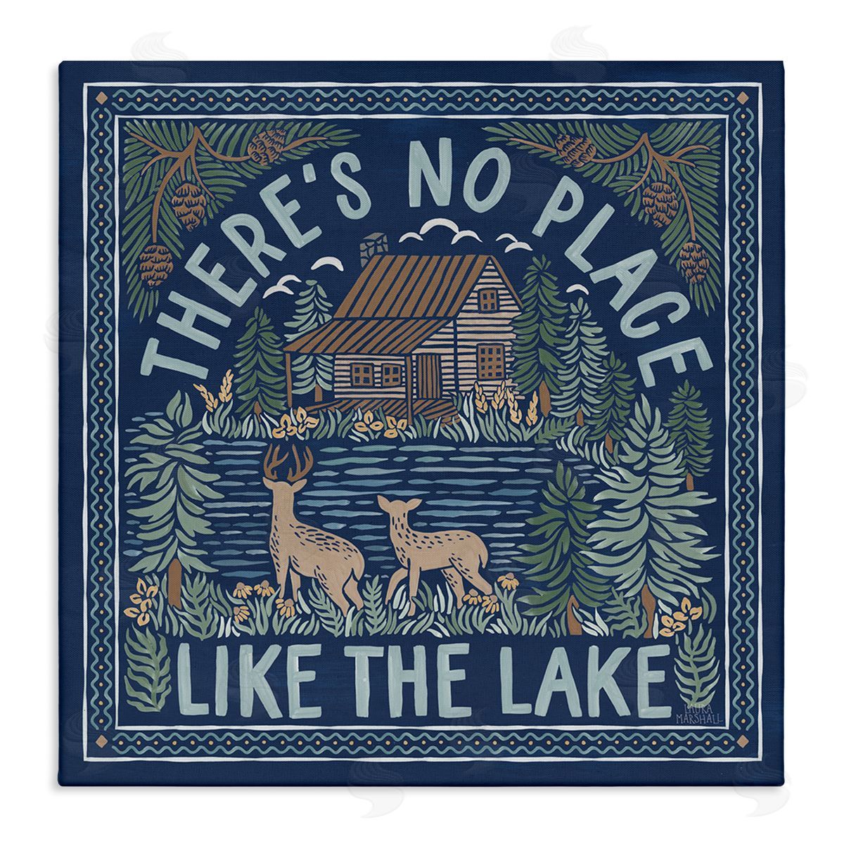 Laura Marshall No Place Like Lake Phrase Stretched Canvas Wall Art Print