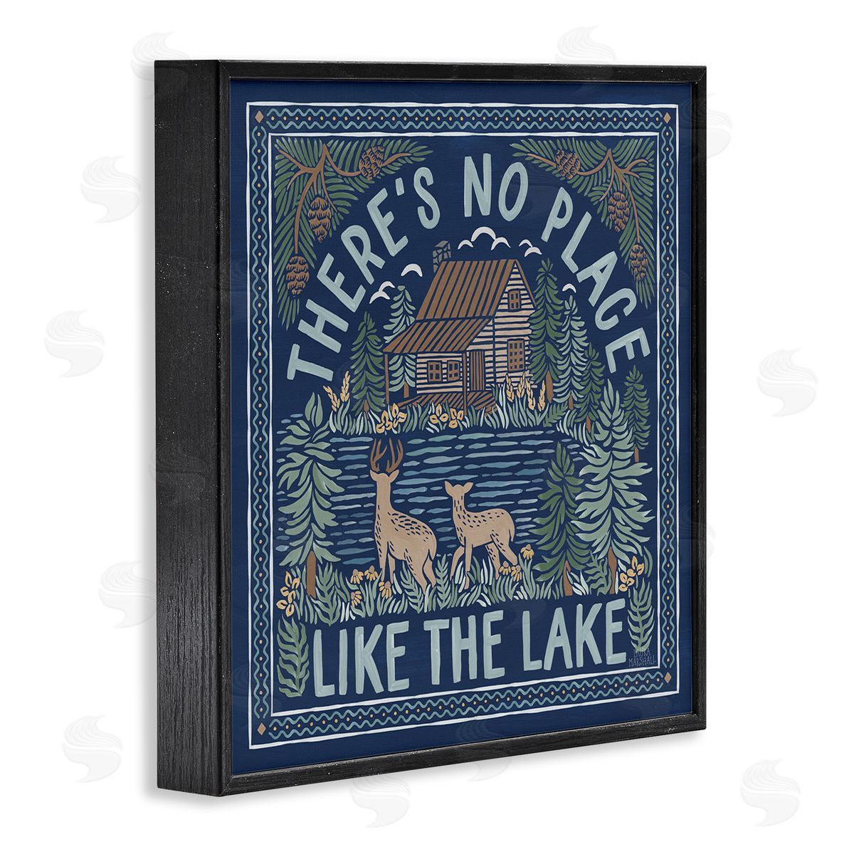 Laura Marshall No Place Like Lake Phrase Black Framed Glicee Wall Art Print