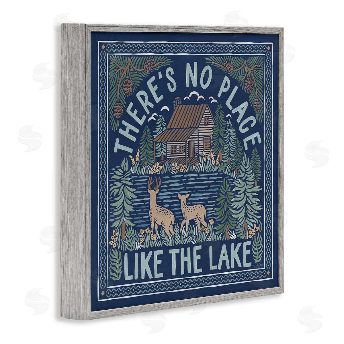 Laura Marshall No Place Like Lake Phrase Gray Framed Glicee Wall Art Print