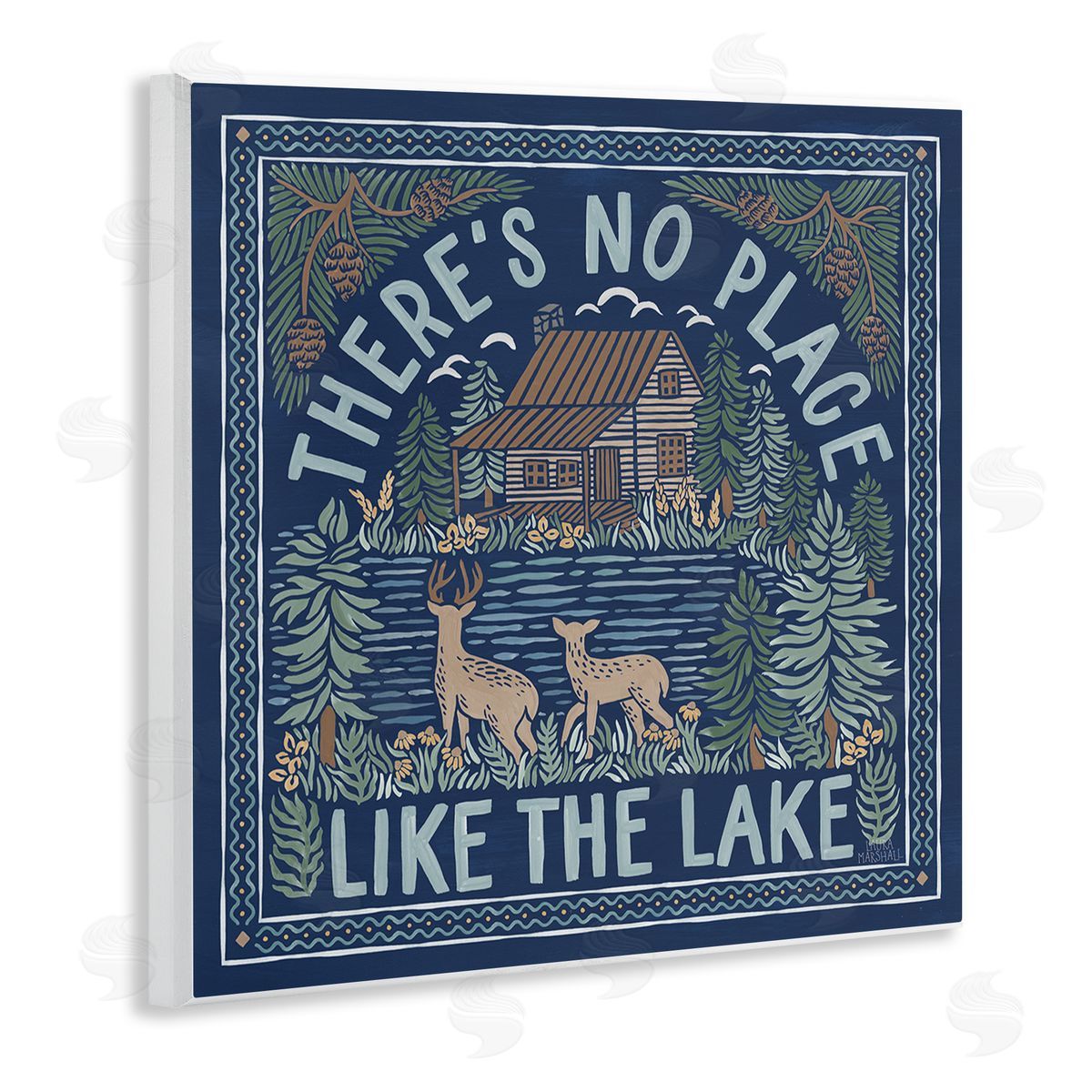 Laura Marshall No Place Like Lake Phrase Wooden Wall Plaque Art Print