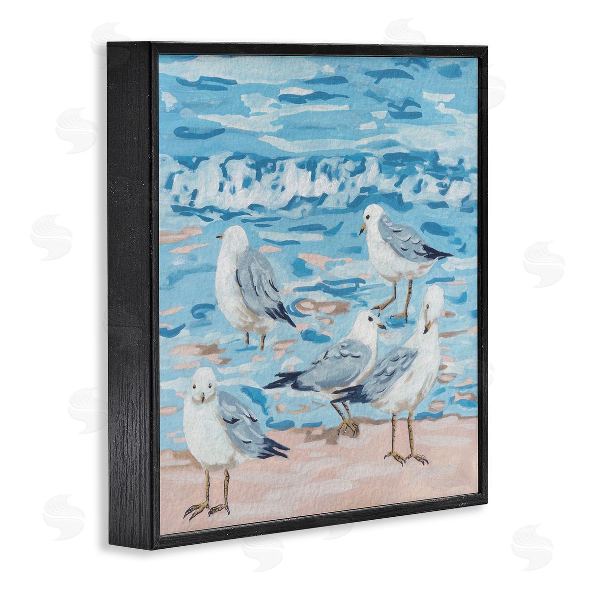 Melissa Wang Seagulls on Beach Shore Black Framed Glicee Wall Art Print