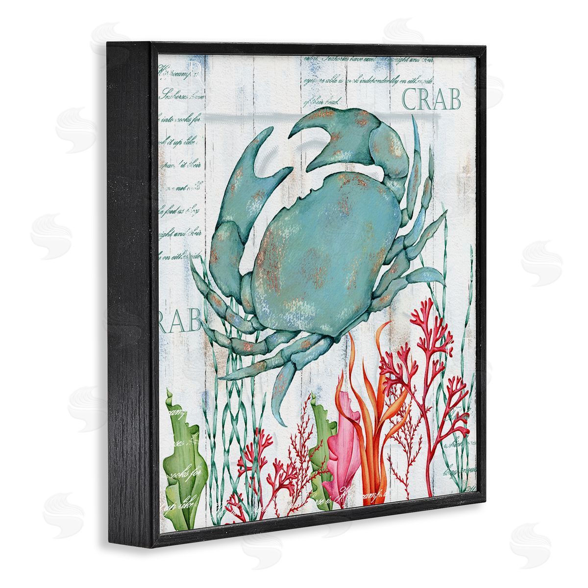 Emma Leach Rustic Crab & Coral Black Framed Glicee Wall Art Print