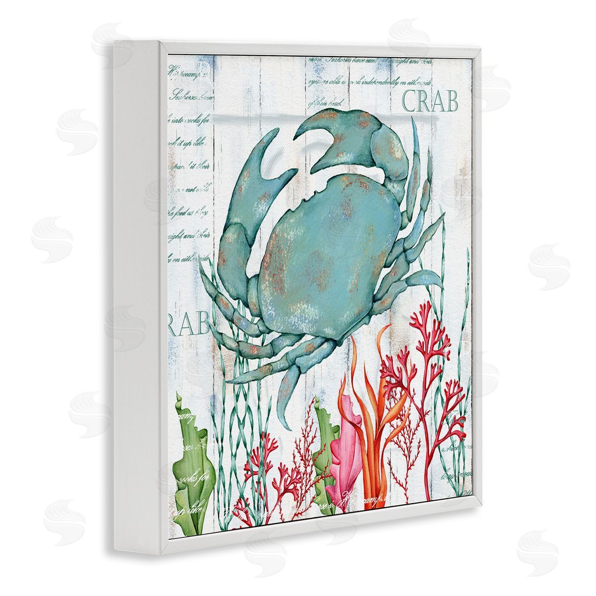 Emma Leach Rustic Crab & Coral White Framed Glicee Wall Art Print