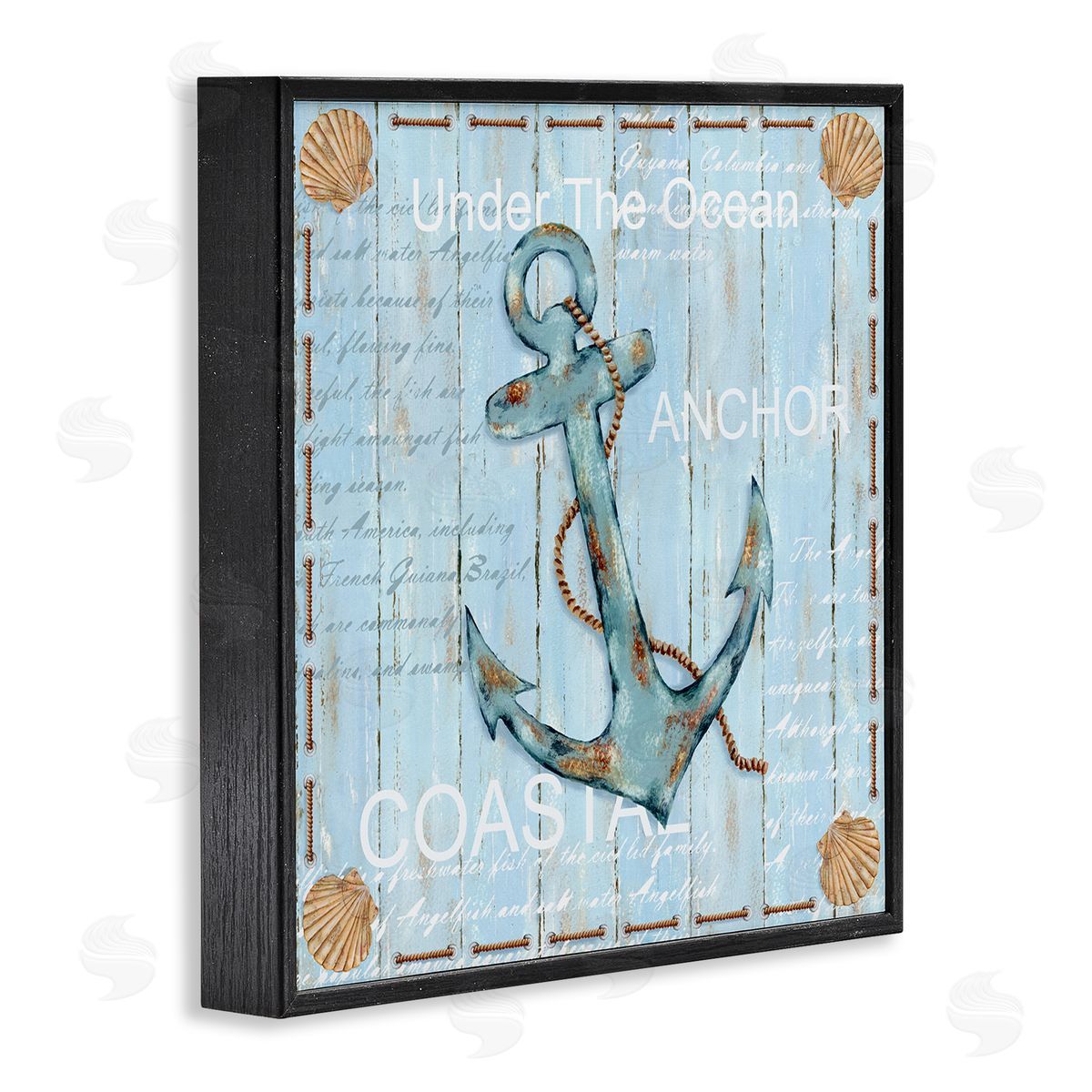 Emma Leach Blue Maritime Anchor Black Framed Glicee Wall Art Print