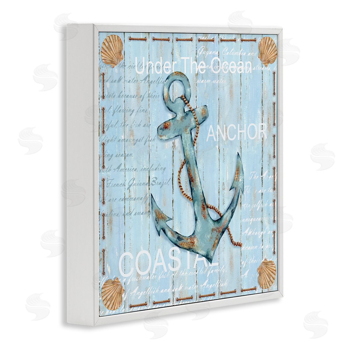 Emma Leach Blue Maritime Anchor White Framed Glicee Wall Art Print