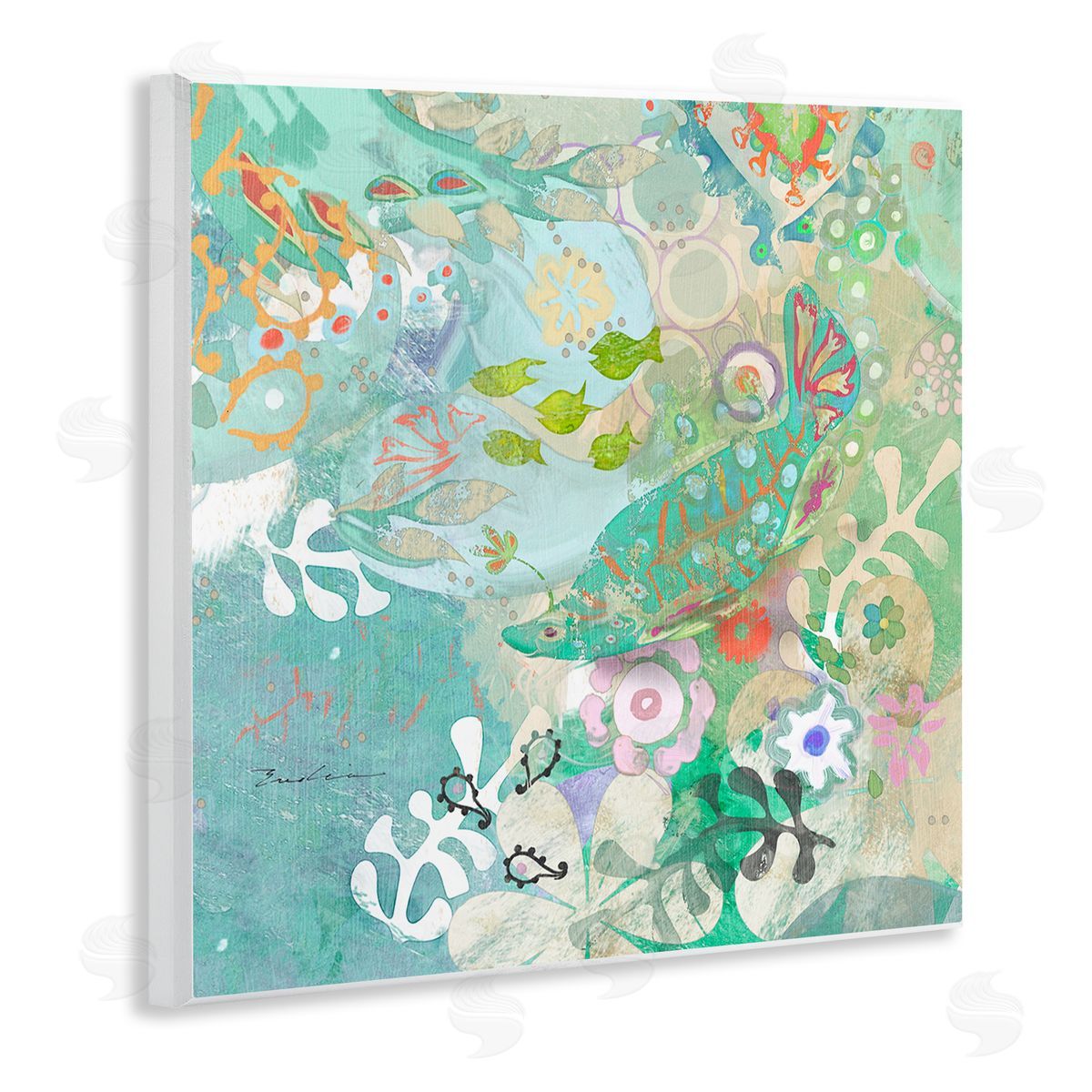 Evelia Designs Paisley Fish Pattern Wooden Wall Plaque Art Print