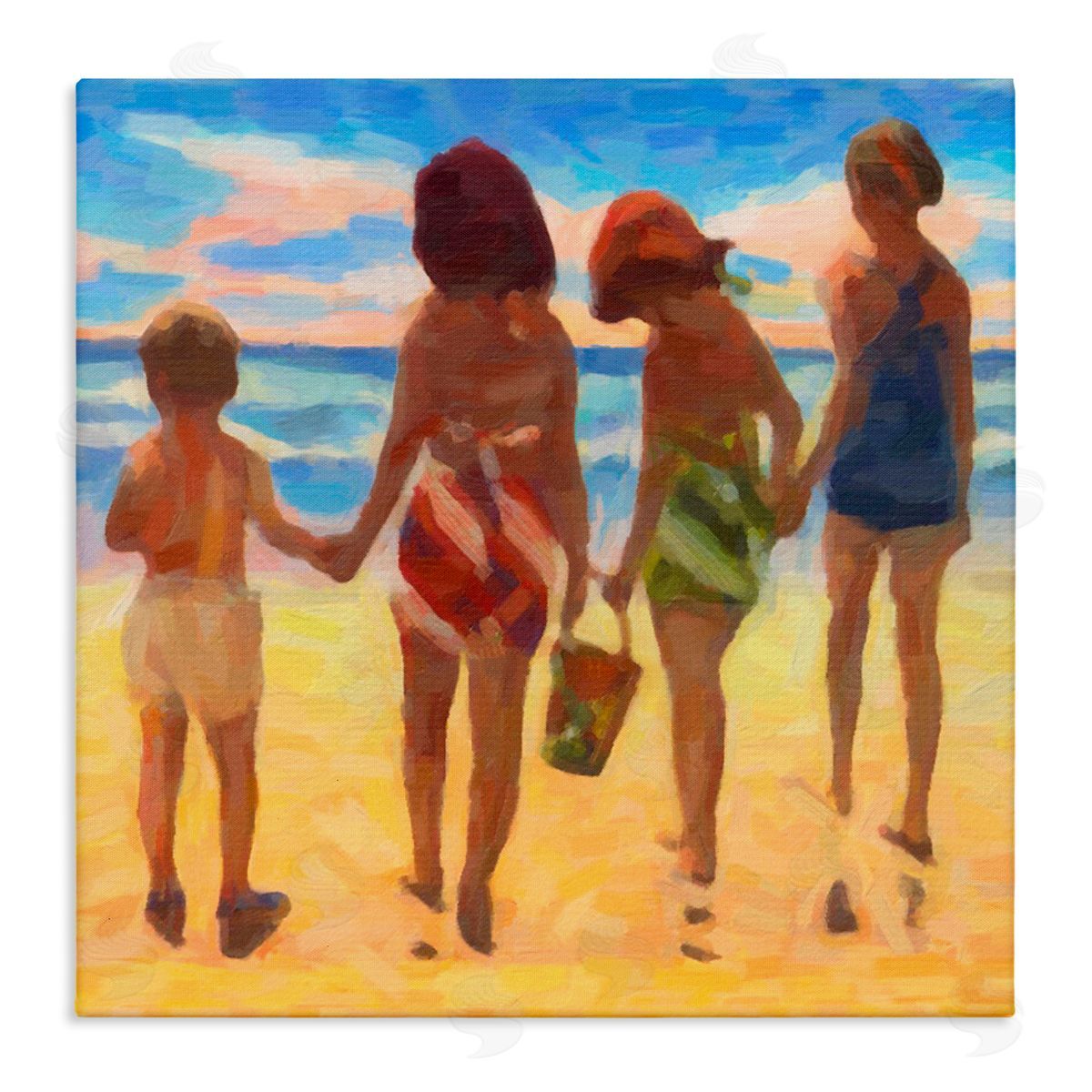 Graffitee Studios Family Beach Vacation Stretched Canvas Wall Art Print
