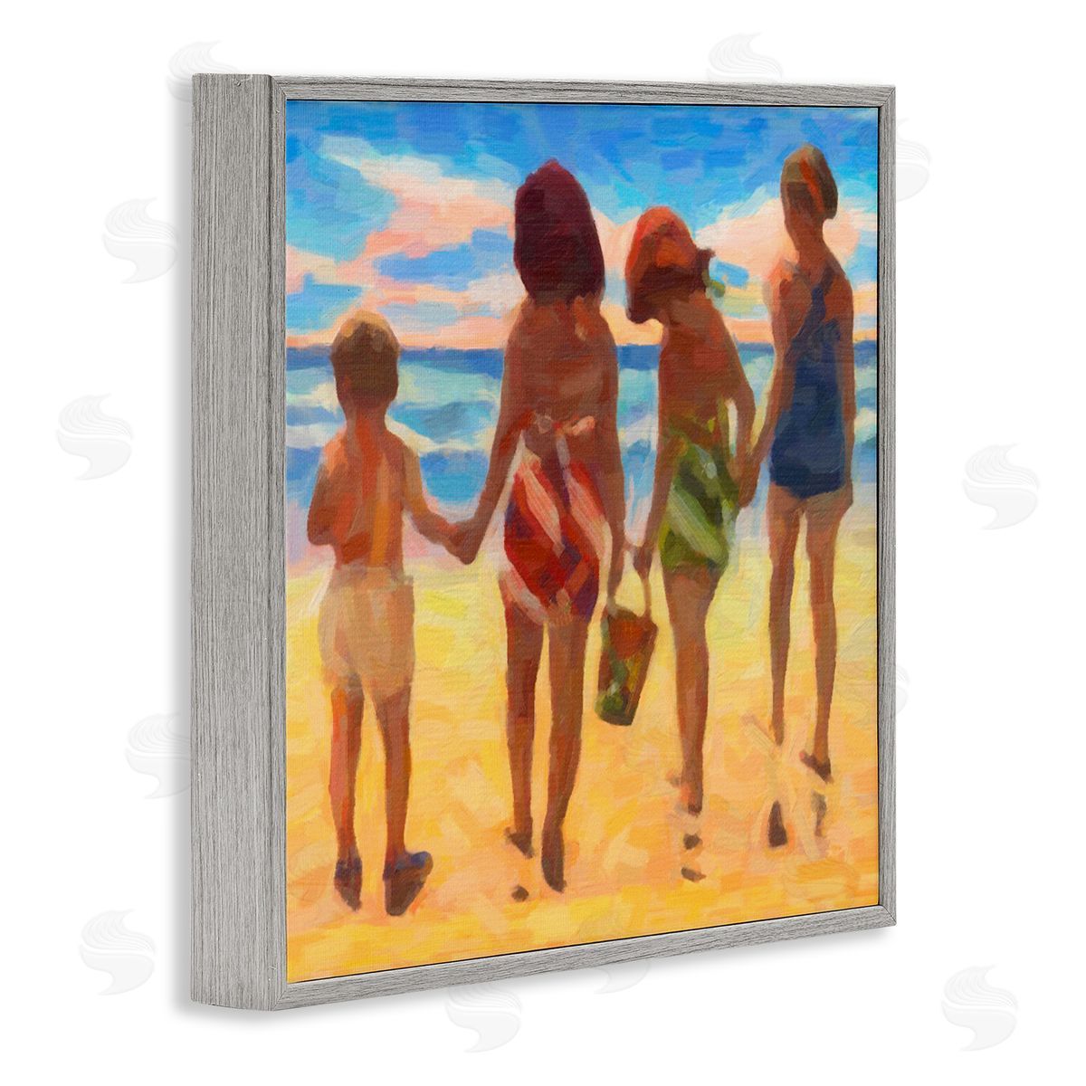 Graffitee Studios Family Beach Vacation Gray Framed Glicee Wall Art Print