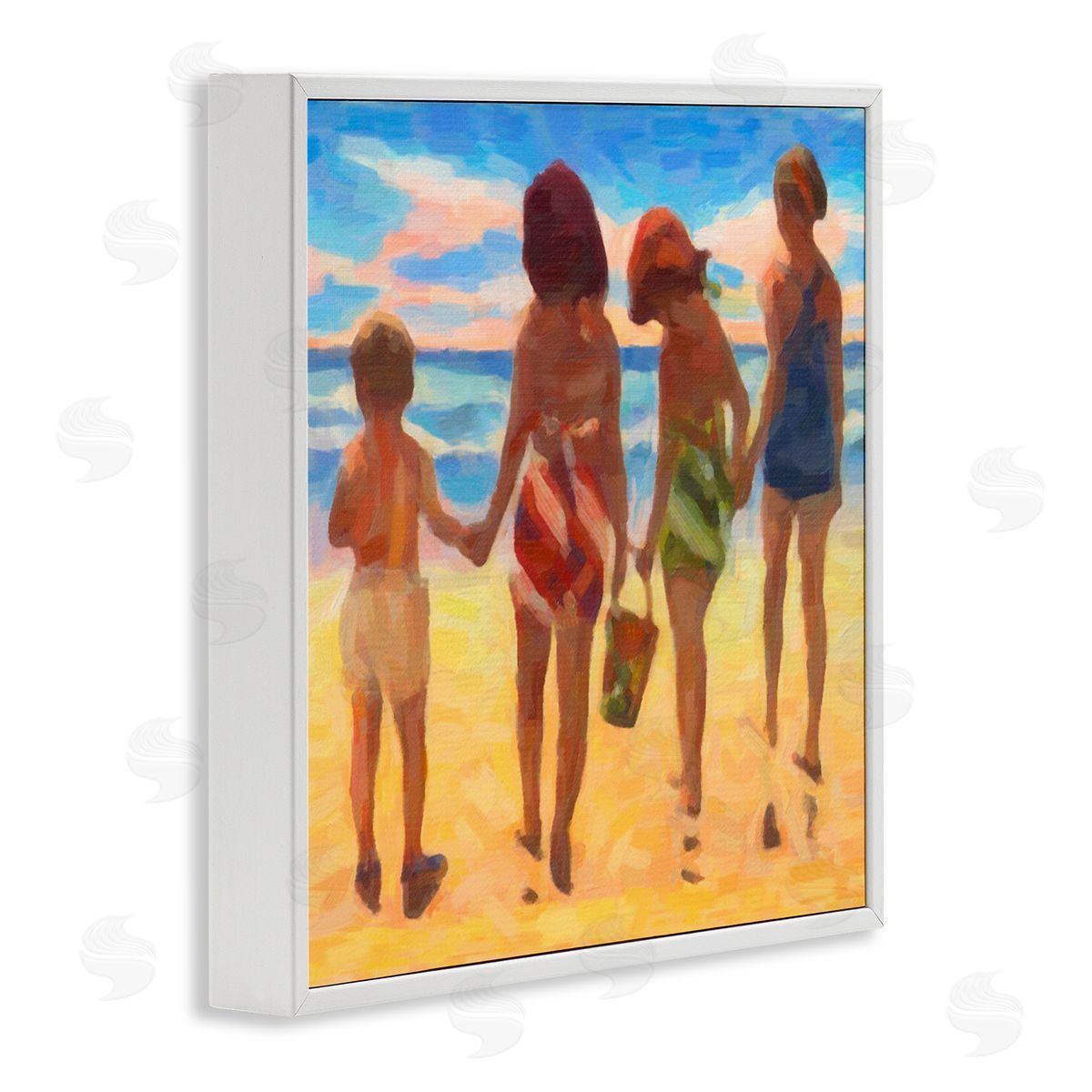 Graffitee Studios Family Beach Vacation White Framed Glicee Wall Art Print