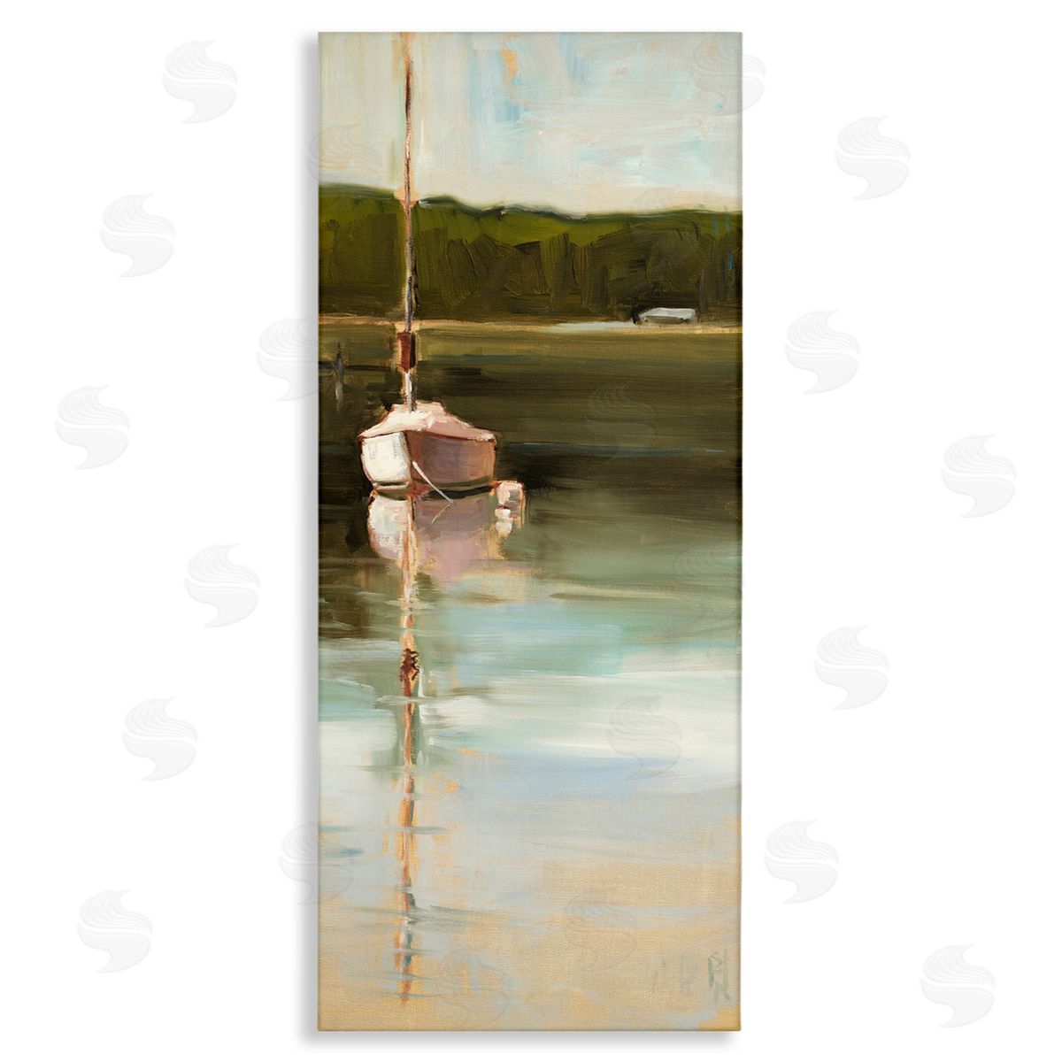 Sally Hootnick Boat Reflection Painting Stretched Canvas Wall Art Print
