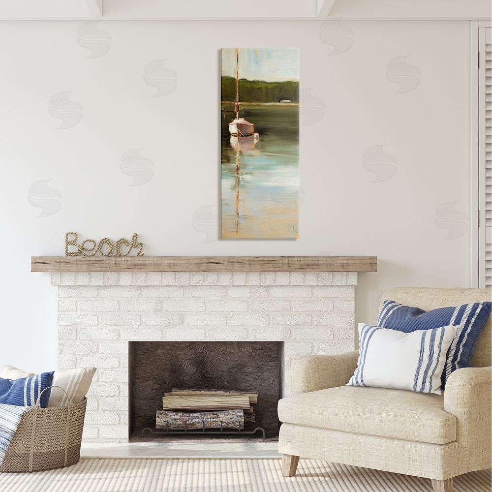 Sally Hootnick Boat Reflection Painting Canvas Wall Art in Room