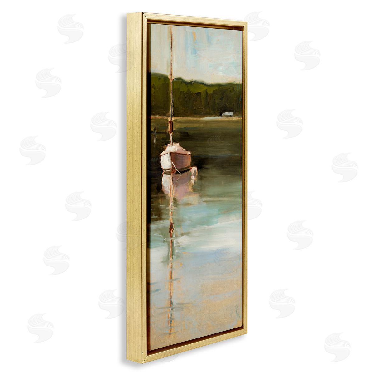 Sally Hootnick Boat Reflection Painting Gold Floating Frame Canvas Wall Art Print