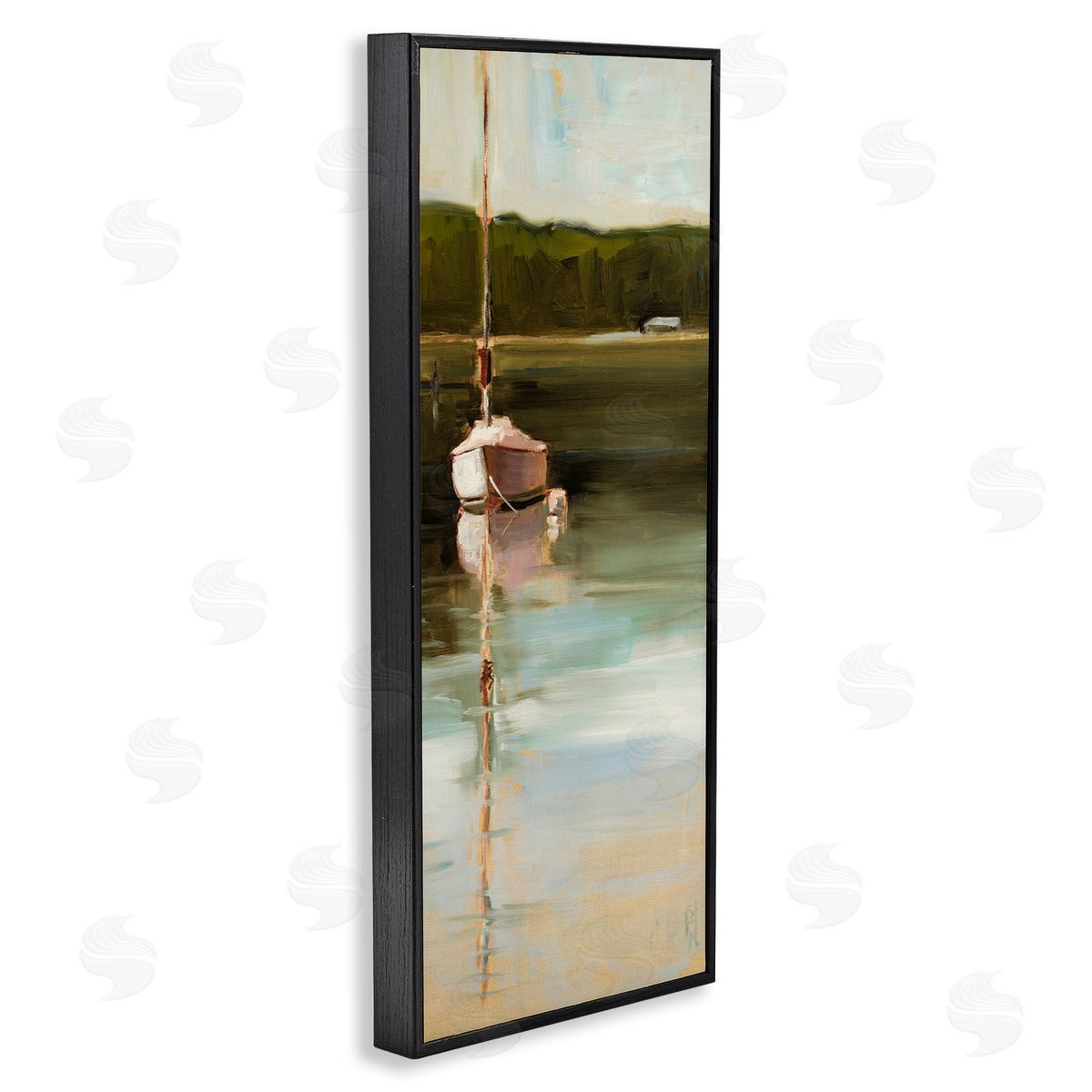 Sally Hootnick Boat Reflection Painting Black Framed Glicee Wall Art Print