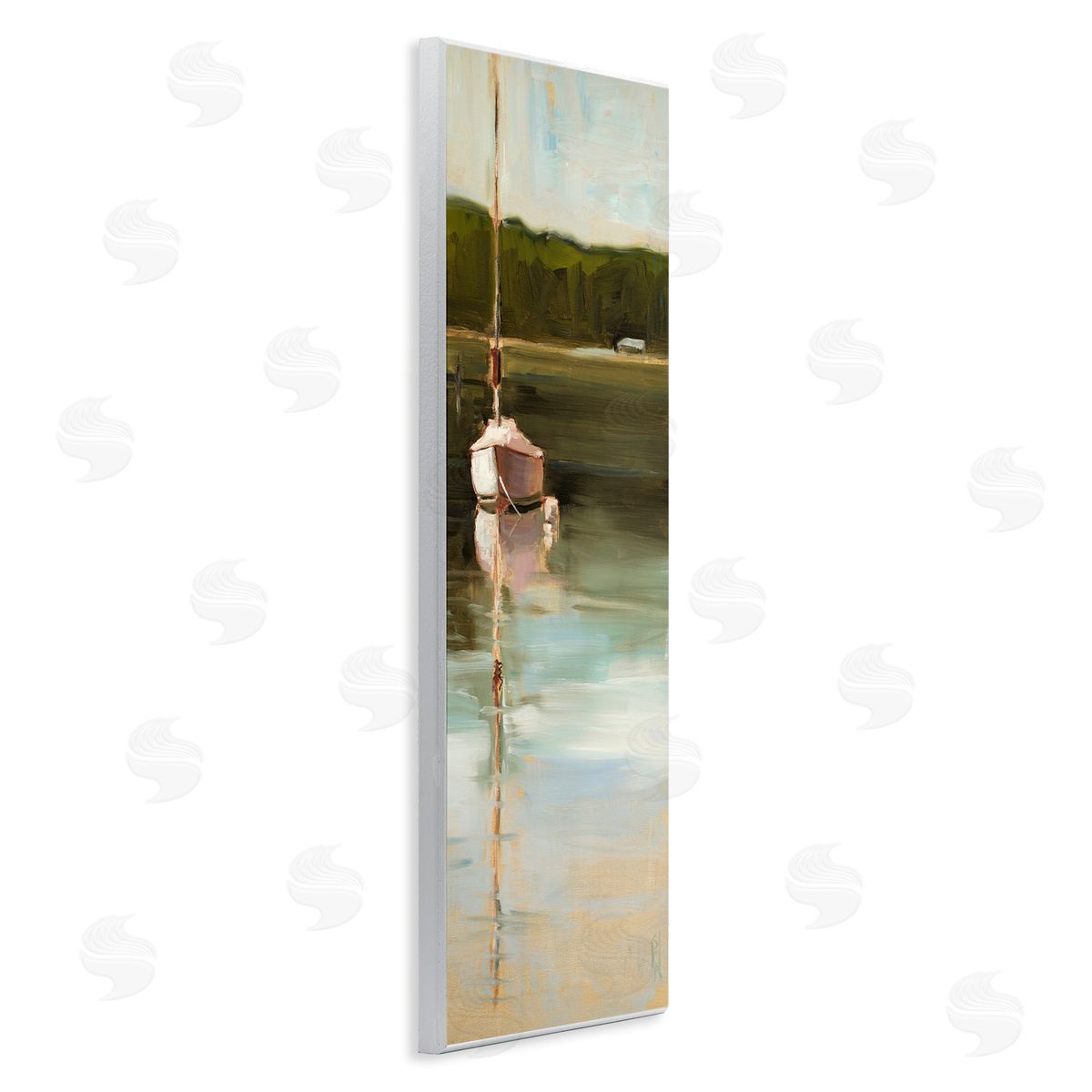 Sally Hootnick Boat Reflection Painting Wooden Wall Plaque Art Print