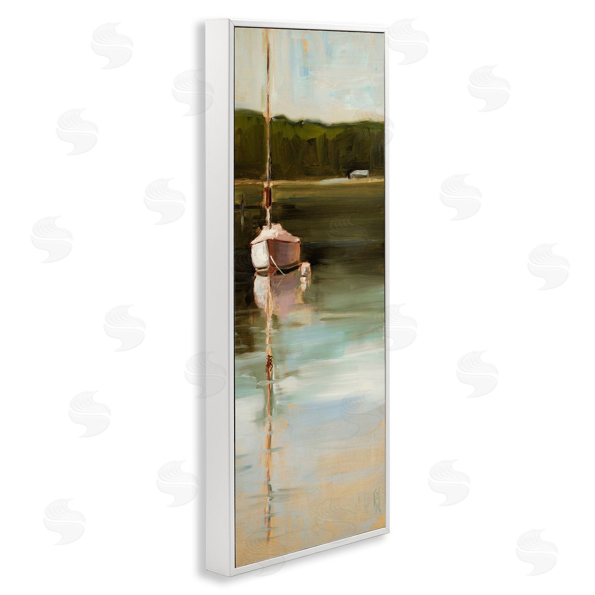 Sally Hootnick Boat Reflection Painting White Framed Glicee Wall Art Print