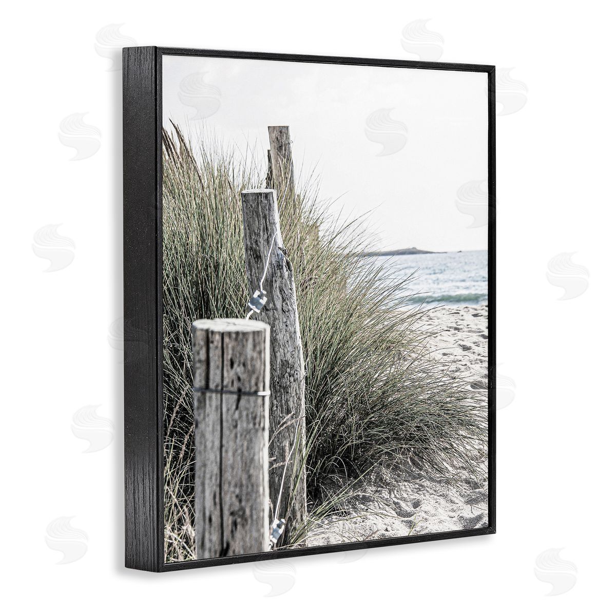 Coastal Beach Landscape Black Frame Print Wall Art, Home Decor by Incado