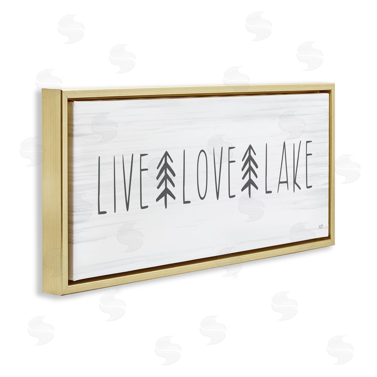 Lux + Me Designs Live Love Lake Phrase Gold Floating Frame Canvas Wall Art Print