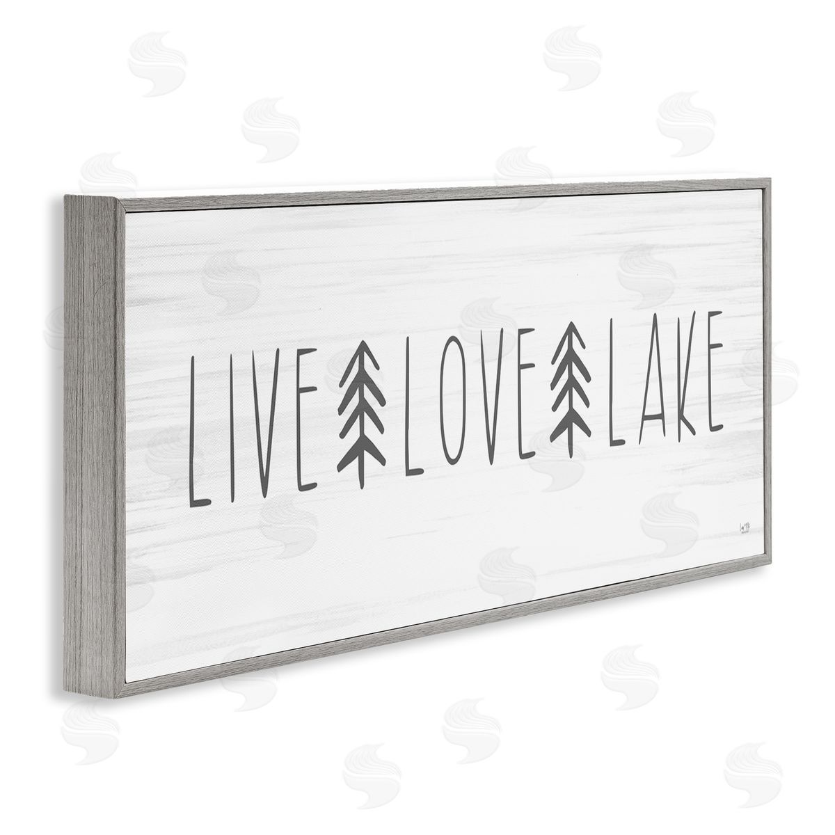 Lux + Me Designs Live Love Lake Phrase Gray Framed Glicee Wall Art Print