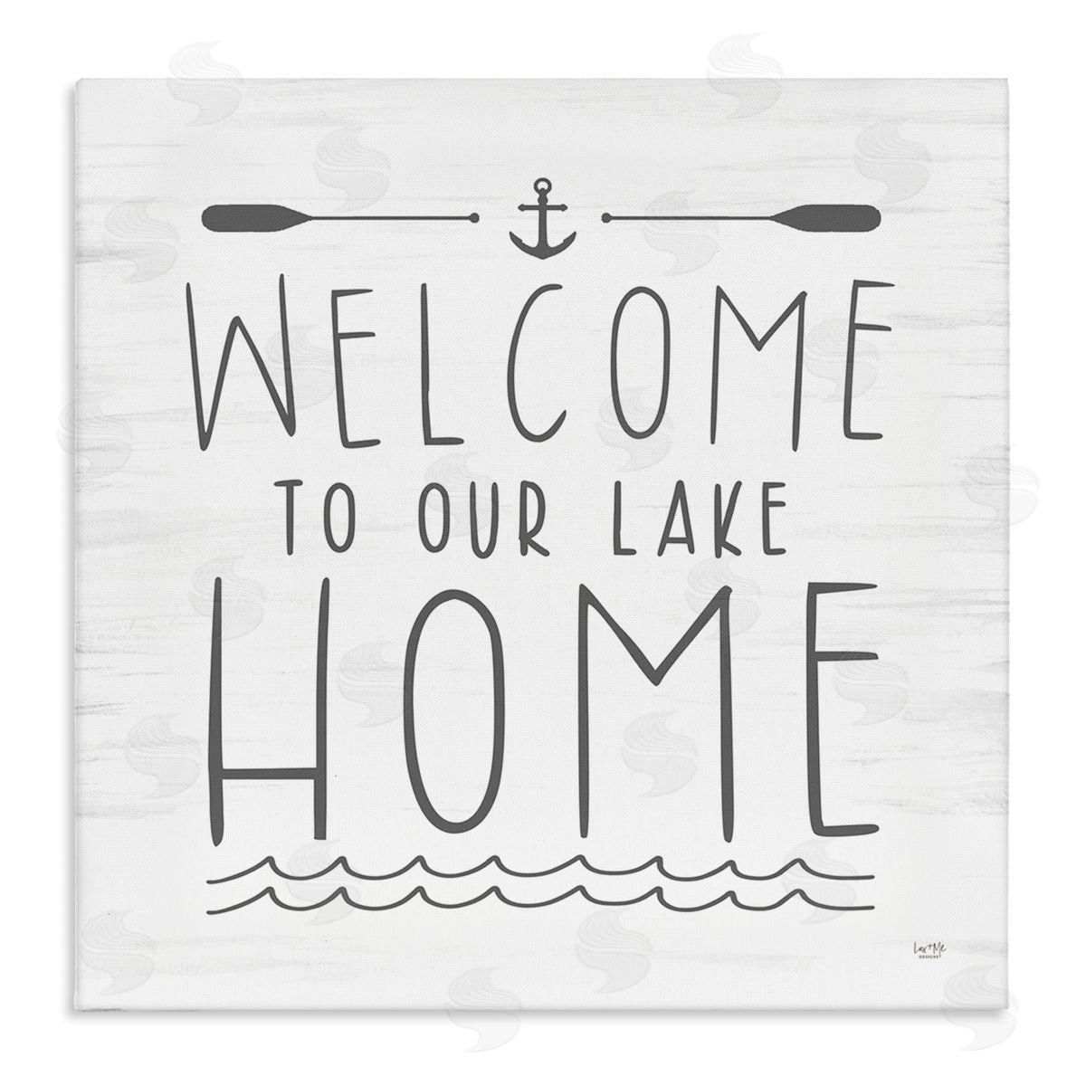 Lux + Me Designs Lake House Welcome Phrase Stretched Canvas Wall Art Print
