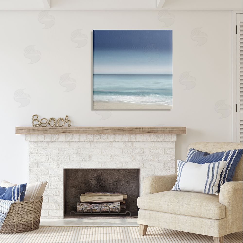Maggie Olsen Blue Coastal Gradient Sky Canvas Wall Art in Room