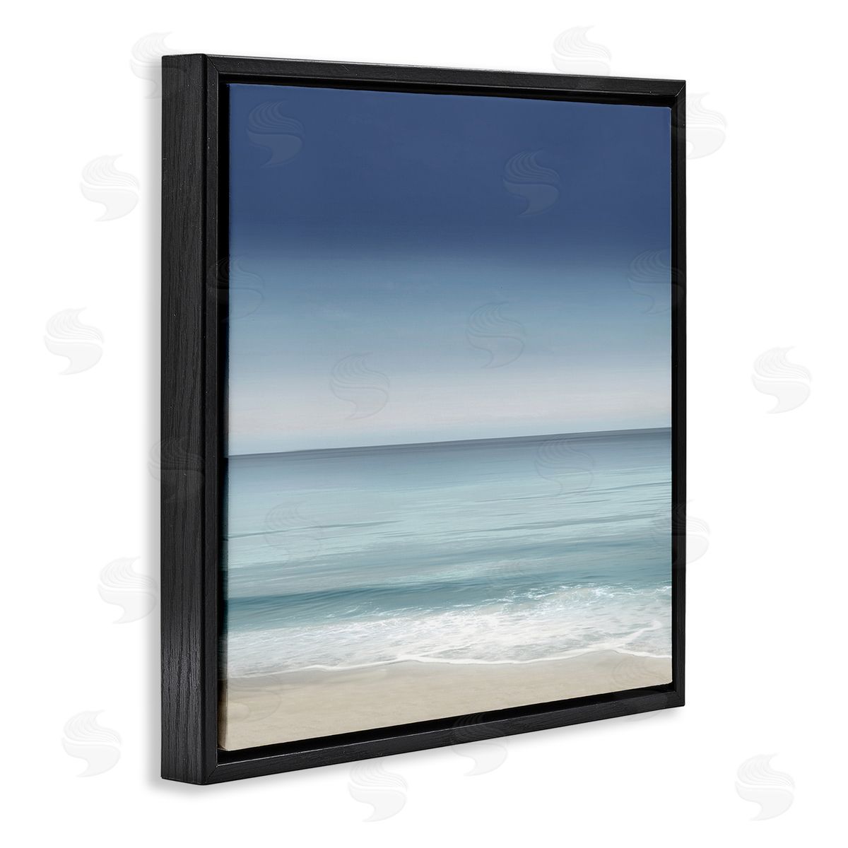 Maggie Olsen Blue Coastal Gradient Sky Black Floating Frame Canvas Wall Art Print