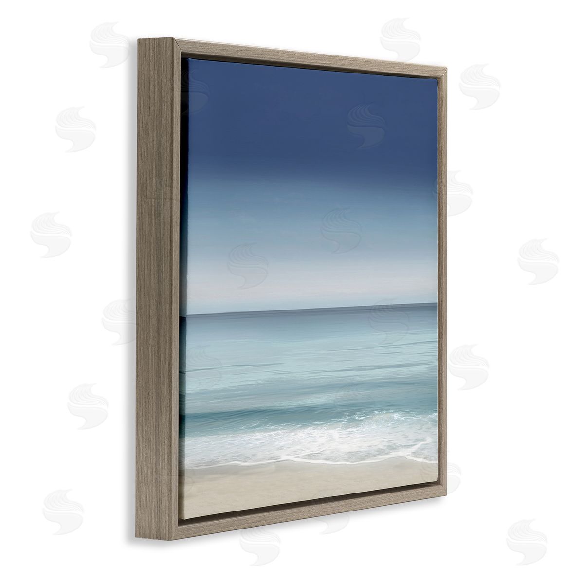 Maggie Olsen Blue Coastal Gradient Sky Brown Floating Frame Canvas Wall Art Print