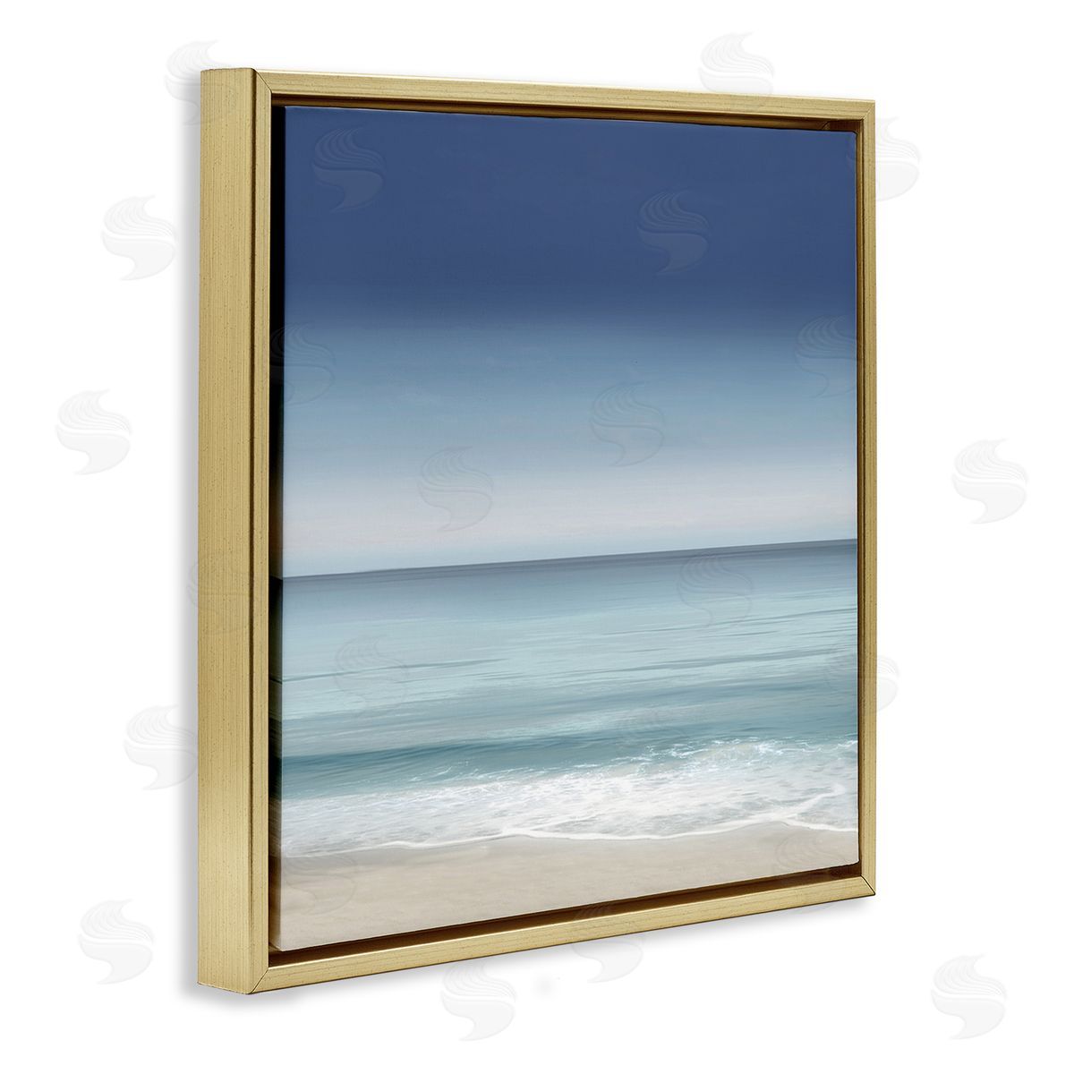 Maggie Olsen Blue Coastal Gradient Sky Gold Floating Frame Canvas Wall Art Print