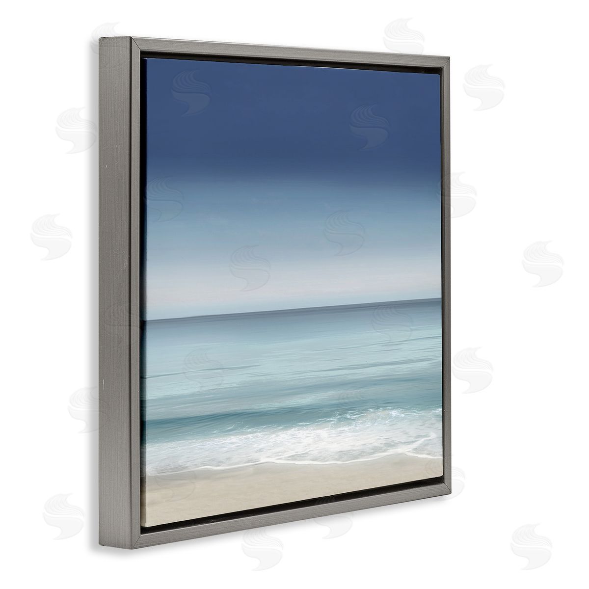 Maggie Olsen Blue Coastal Gradient Sky Gray Floating Frame Canvas Wall Art Print