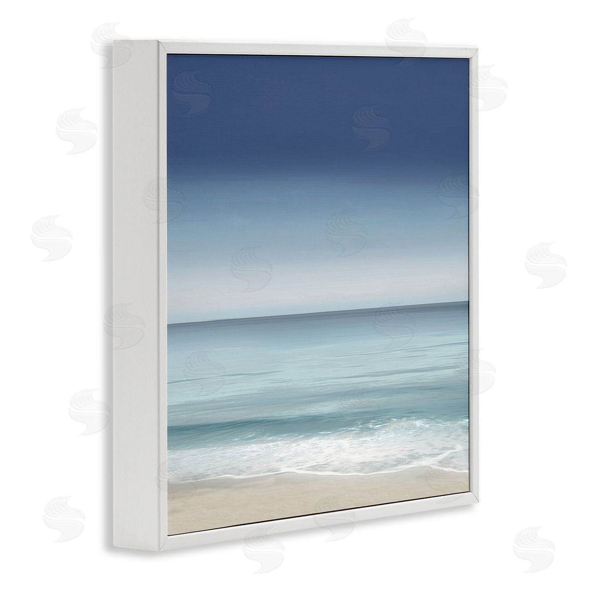 Maggie Olsen Blue Coastal Gradient Sky White Framed Glicee Wall Art Print