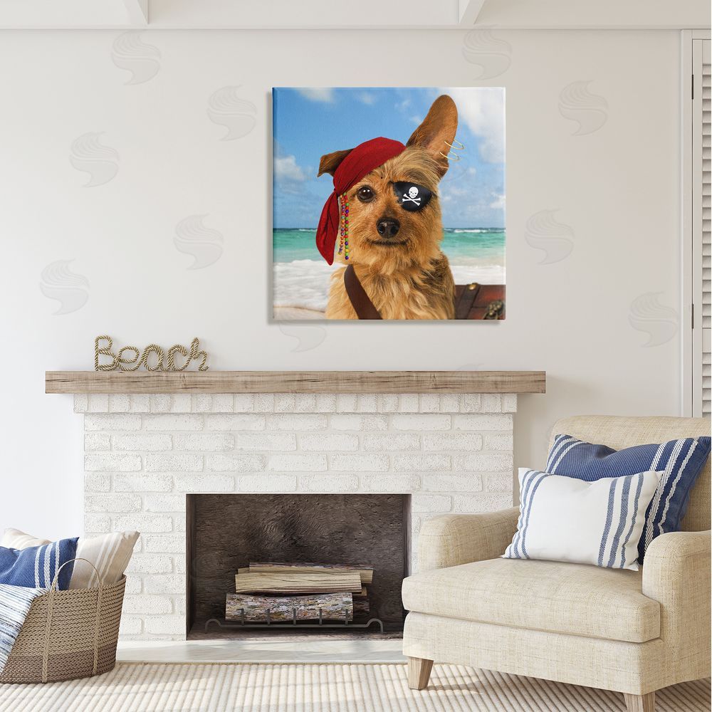 Michael Quackenbush Pirate Dog on Beach Canvas Wall Art in Room